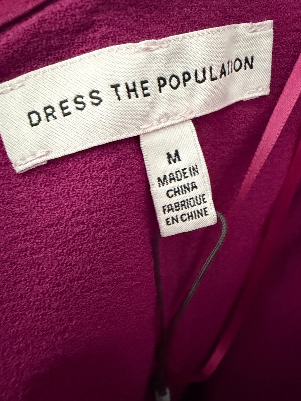 DRESS THE POPULATION Bailey Dress Off-Shoulder Bodycon Midi Dark Magenta M - Picture 5 of 11